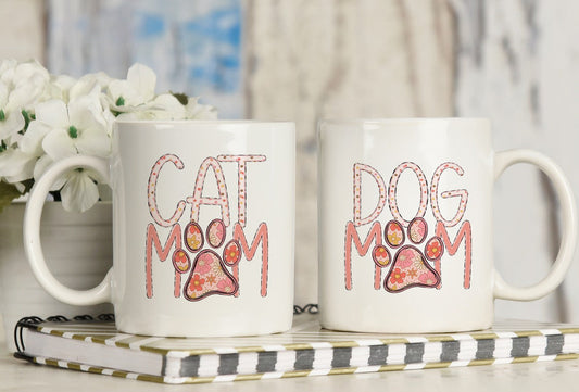 Dog Mom and Cat Mom Coffee Mugs Great Mother's Day Gifts.